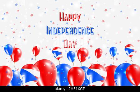 Puerto Rico Independence Day Patriotisches Design. Luftballons in Puerto Rican National Farben. Happy Independence Day Vektor-Grußkarte. Stock Vektor