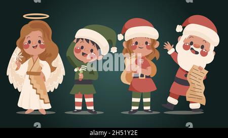 Handgezeichnete weihnachtsfiguren Sammlung Vektor Design Illustration Stock Vektor