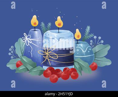 Aquarell weihnachten Kerze Hintergrund Vektor Design Illustration Stock Vektor
