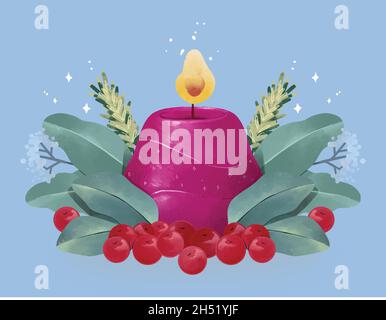 Aquarell weihnachten Kerze Hintergrund Vektor Design Illustration Stock Vektor