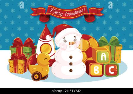 Wohnung weihnachten Spielzeug Hintergrund Vektor Design Illustration Stock Vektor
