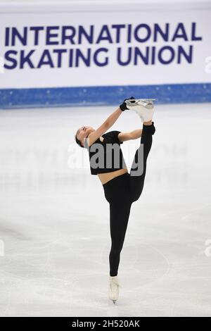 Turin, Italien. November 2021. Yi ZHU, China, während des Trainings beim ISU Grand Prix of Figure Skating - Gran Premio d'Italia, in Palavela, am 5. November 2021 in Turin, Italien. (Foto von Raniero Corbelletti/AFLO) Quelle: Aflo Co. Ltd./Alamy Live News Stockfoto