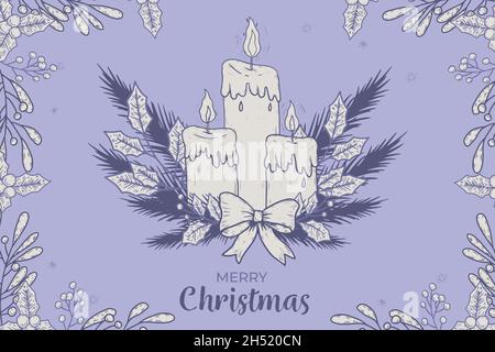 Handgezeichnete weihnachtskerze Hintergrund Vektor Design Illustration Stock Vektor