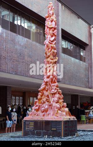 Säule der Schande (國殤之柱) Skulptur des dänischen Künstlers Jens Galschiøt an der University of Hong Kong, 2021 Stockfoto