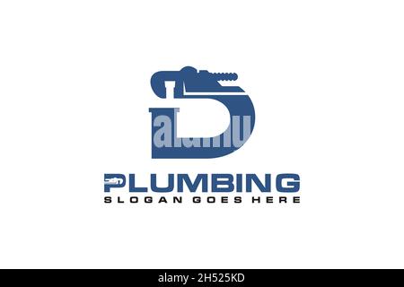 D Initial für Logo-Vorlage für den Wasserservice, Symbol für das Wasserservice-Logo. Stock Vektor