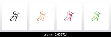 Kochmütze und Spatel auf Buchstabe Logo Design A Stock Vektor