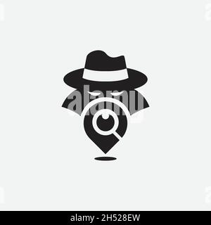 vektor, Illustrationen. Kombination Pin-Logo und Detektiv-Logo mit einfachen und abstrakten Konzept. Rechtsanwalt und Recht. Stock Vektor