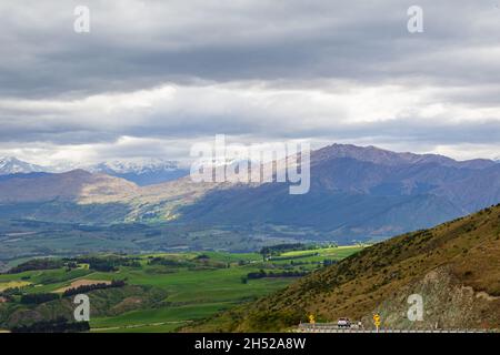 Bergblick in der Nähe von Queenstown. Südinsel Stockfoto