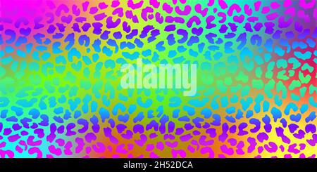 Neon-Leopardenmuster. Regenbogenfarben gepunkteter Hintergrund. Vektor-Tierdruck. Hintergrundbild Stock Vektor