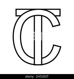 Logo Zeichen tc CT, Symbol Zeichen interlaced Buchstaben c t Logo tc CT erste Großbuchstaben Muster Alphabet Stock Vektor