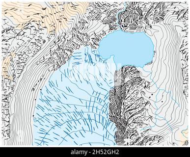 Abstrakte topographische Hochgebirgskarte mit Felsdarstellung Stock Vektor