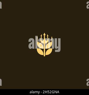 Bierbrauer-Logo mit einem einfachen Dreizack im Inneren, ideal für Brauermarken. Stock Vektor