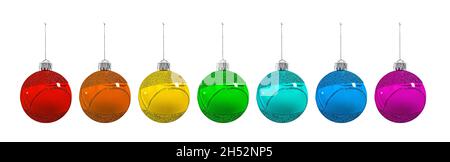 Set Kollektion weihnachten Farbe Ball. Isoliert auf Weiß. Stockfoto