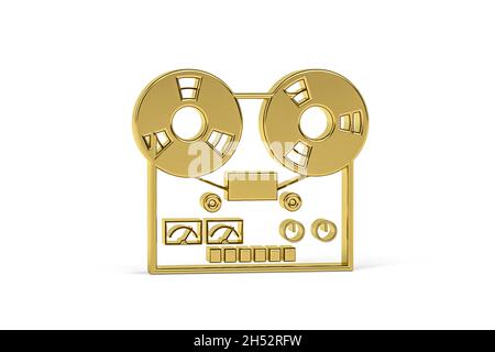 Goldenes 3d-Audioband-Symbol auf weißem Hintergrund isoliert - 3d-Rendering Stockfoto