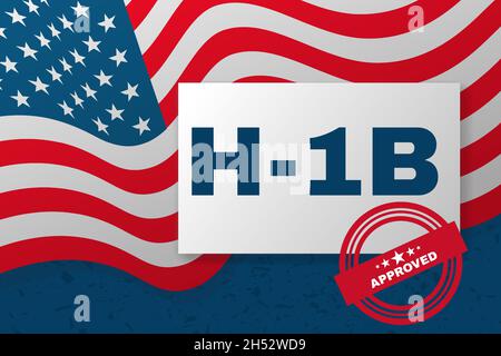 H-1b Visa USA Banner, Non-Immigration Specialist Visa für ausländische Arbeitnehmer in der Spezialität. Stock Vektor