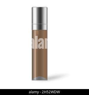Make-up Foundation, Vektor-Modell. Glasflasche mit Metallkappe isoliert auf weißem Hintergrund, Nachbau Stock Vektor