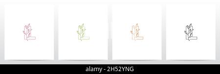 Zweig mit Blättern auf dem Buchstaben Logo Design L Stock Vektor