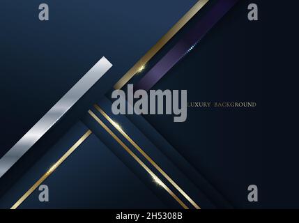 Abstrakte blaue Dreiecke Formen mit glänzenden goldenen Linien Hintergrund Luxus-Stil. Vektorgrafik Stock Vektor