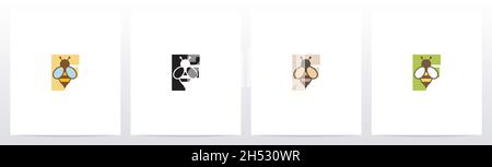 Bee auf Brief Logo Design F Stock Vektor