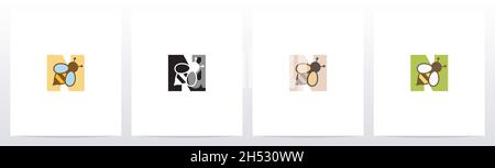 Bee auf Brief Logo Design N Stock Vektor