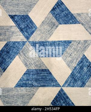 Abstraktes geometrisches Muster in Blau und Elfenbein Stockfoto