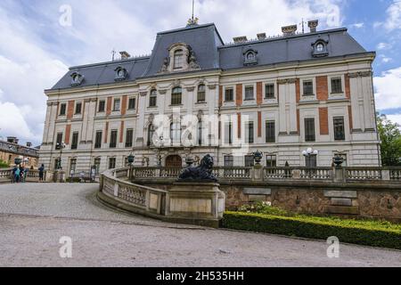 Fassade des Schlosses in Pszczyna Stadt in Schlesien Region von Polen Stockfoto