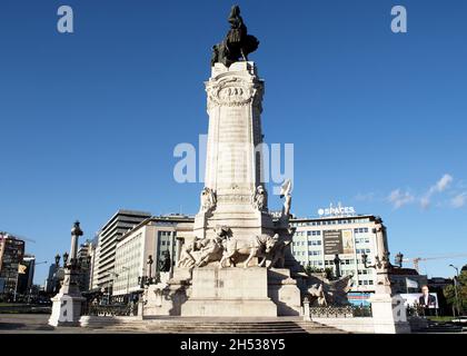 Denkmal für Sebastiao Jose de Carvalho e Melo, 1. Marquis von Pombal und 1. Graf von Oeiras, Staatsmann, Diplomat und liberaler Reformator des 18. Jahrhunderts Stockfoto