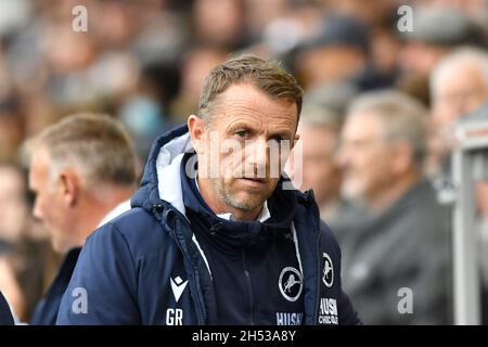 LONDON, GBR. 6. NOVEMBER Millwall-Manager Gary Rowett während des Sky Bet Championship-Spiels zwischen Millwall und Derby County am Samstag, 6. November 2021 in Den, London. (Kredit: Ivan Yordanov | MI Nachrichten) Kredit: MI Nachrichten & Sport /Alamy Live Nachrichten Stockfoto