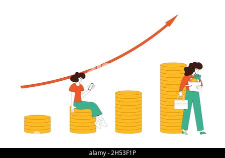 Inflation. Verringerte Kaufkraft. Vektorgrafik. Stock Vektor