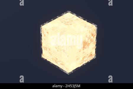 Würfel und Materialien, Schaltungsstruktur, 3d-Rendering. Digitale Zeichnung des Computers. Stockfoto