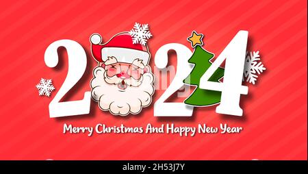 Ich wünsche Ihnen Frohe Weihnachten und einen guten Rutsch ins neue Jahr mit Typografie. 2024 Stock Vektor