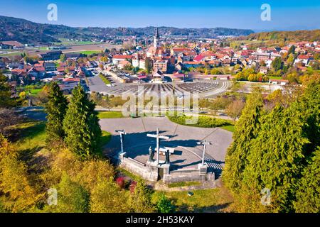 Marija Bistrica Heiligtum Kirche Blick von Kalvarija Hügel, Wallfahrt Zagorje Region von Kroatien Stockfoto