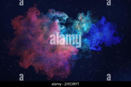 Nebel und farbiger Rauch, 3d-Rendering. Digitale Zeichnung des Computers. Stockfoto