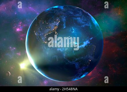 Planet Erde aus dem All gesehen, Illustration Stockfoto