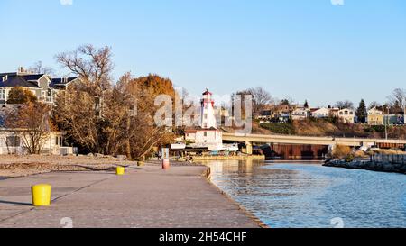 Kincardine Lighthouse, Ontario, Kanada. Es ist ein historischer Leuchtturm in der Nähe des Penetangore River. Es wurde 1881 erbaut, um den Hafen von K zu bedienen Stockfoto