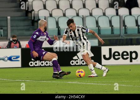 Turin, Italien. November 2021. Paulo Dybala (Juventus FC) in Aktion während Juventus FC vs ACF Fiorentina, italienische Fußballserie A Spiel in Turin, Italien, November 06 2021 Quelle: Independent Photo Agency/Alamy Live News Stockfoto