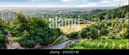 Luftaufnahme der Landschaft in Tivoli, in der Nähe von Rom, Italien Stockfoto