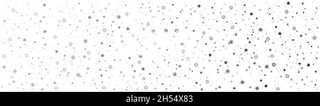 weihnachtliche Hintergrundfarbe. Zufällige weihnachtsdekoration Textur. Schwarze Sterne und Schneeflocken. Stock Vektor