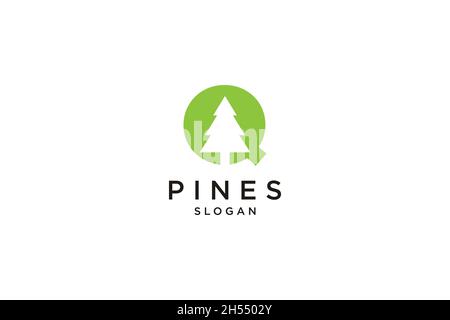 Anfangsbuchstabe Q mit Hemlock, Evergreen, Pines, Fichte, Zedernbäumen Logo Design Stock Vektor