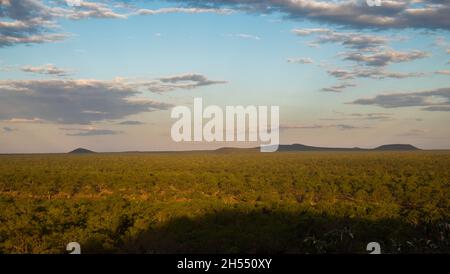 Sonnenuntergang in Undara Bluff, Undara, Queensland, Australien Stockfoto
