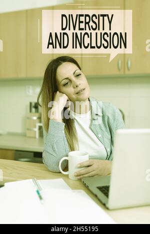 Konzeptionelle Darstellung Vielfalt und Einbeziehung. Wort geschrieben auf Bereich menschlichen Unterschied umfasst Rasse Ethnizität Geschlecht Suche Küche Reinigungstipps Stockfoto