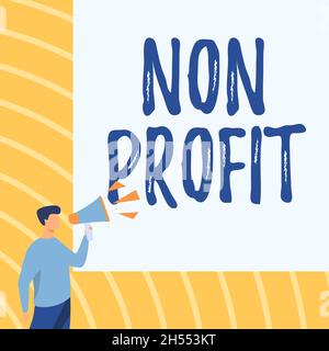 Schreiben mit Text Non Profit. Unternehmensüberblick Art der Organisation, die keine Gewinne für seine Besitzer Geschäftsmann Drawing Talking verdient Stockfoto
