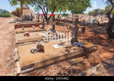 Blick auf Corrigin Dog Cemetery, eine beliebte Touristenattraktion, Corrigin, Wheatbelt Region, Western Australia, WA, Australien Stockfoto