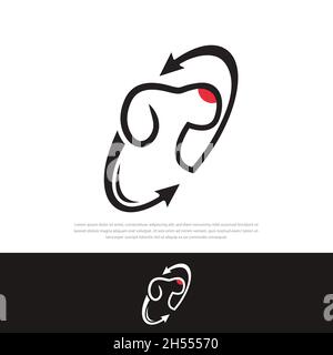 Abstraktes Pfeil-Logo mit Hundekopf modernes Design mit minimalistischem und elegantem Stil Stock Vektor