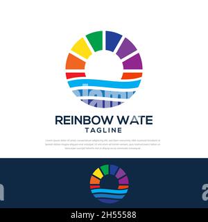 Rainbow Water Circle minimalistisches Logo Stock Vektor