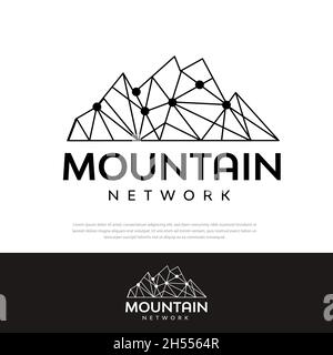 Mountain line Logo Internet Netzwerk Vektor Illustration Stock Vektor