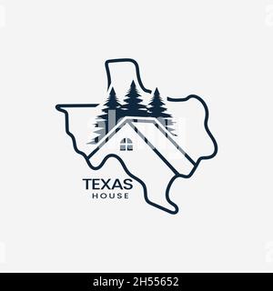 Immobilien-Logo innerhalb Texas Vektor-Karte Premium lineare Kunst Design Illustration Stock Vektor