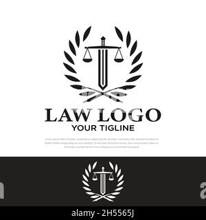 Kreative Premium Schwert Skala Anwaltskanzlei Trend Logo Design Stock Vektor