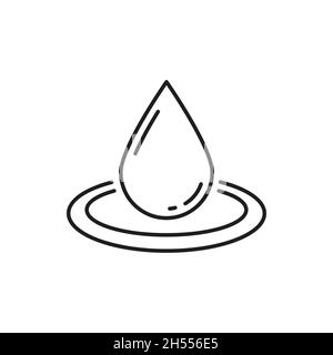 Falling Drop, Spa und Gesicht Kosmetik Inhaltsstoff isoliert Umriss Symbol. Vector Hyaluronsäure, Kollagen, um Falten zu verhindern, Anti-Aging-Effekt. Stock Vektor