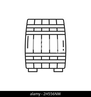 Retro Holzfass von porto Wein isoliert dünne Linie Ikone. Vector Tank mit Apfelwein, Schießpulver oder Alkohol Wein Getränke. Behälter zum Speichern von Eiche, Bier und Stock Vektor